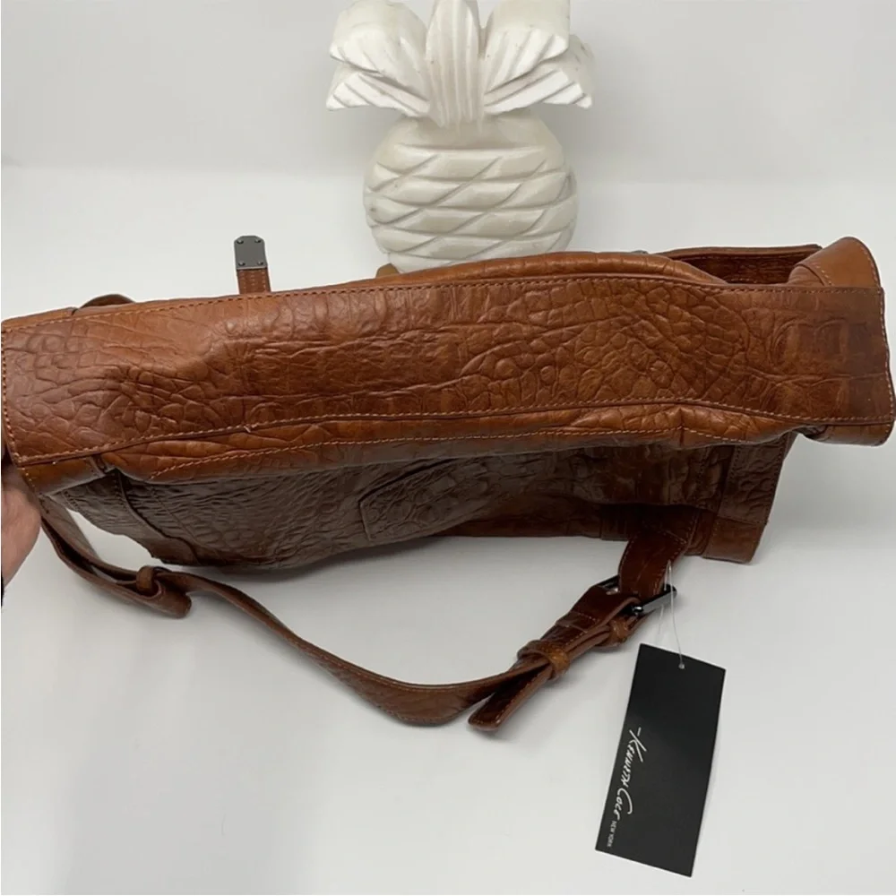 Kenneth Cole New York Brown Leather Messenger Bag Cognac